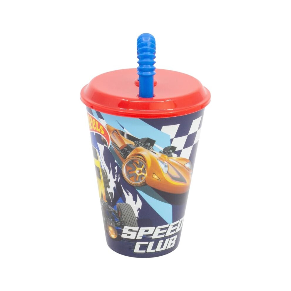 Kids Character Sports Tumbler 430Ml Drinking Reusable Plastic Cup With Reusable Straw (Hot Racing) Golddunes