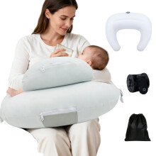 KAKIBLIN Nursing Pillow, Inflatable Breastfeeding Pillows, Hands-Free Feeding Pillow for Back Pain Relief with Waist Strap, Travel Nursing Pillow,