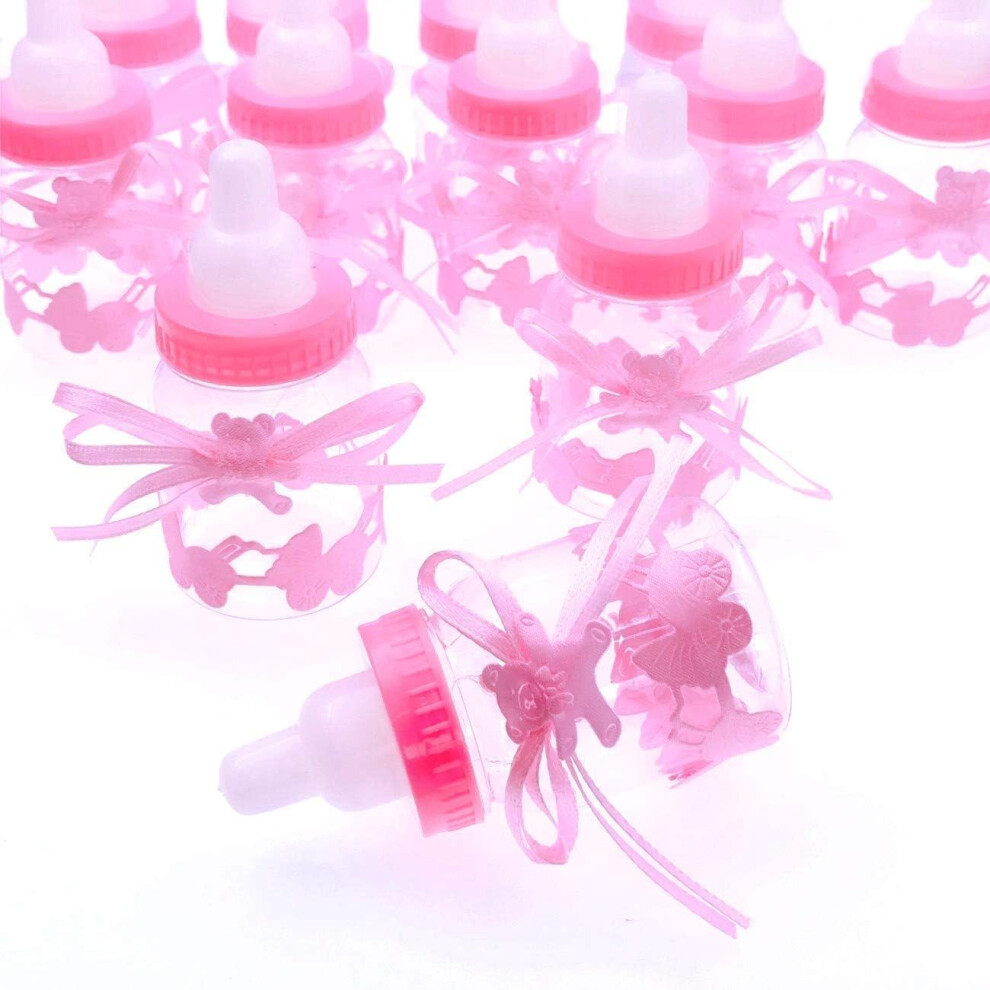 24 X Favour Feeding Bottle Girl Baby Shower Sweets Favour Box For Newborn Girl Birthday Baptism Holy Communion Mother To Be Party Pink Jzk