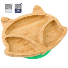 Baby Plate and Toddler Plate, Suction Plate for Feeding and Weaning, Bamboo Fox Plate with Secure Suction, Suction Plates for Babies from 6 Months