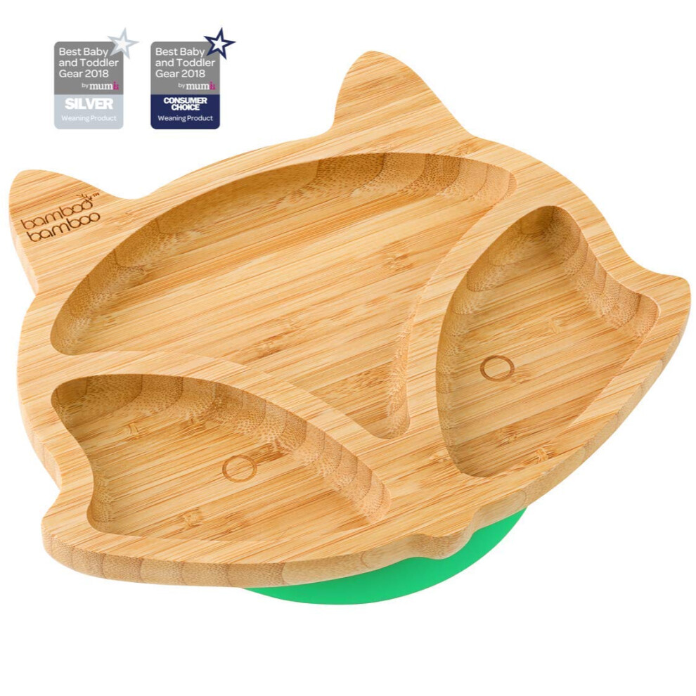 Baby Plate And Toddler Plate, Suction Plate For Feeding And Weaning, Bamboo Fox Plate With Secure Suction, Suction Plates For Babies Bamboo Bamboo