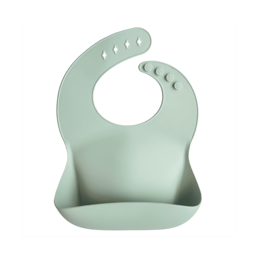 Baby Silicone Bib | Adjustable Fit Waterproof Bibs | Easy Wipe Baby Feeding Bibs | 4 Adjustable Sizes With Deep Front Pockets | 100% Bpa And Mushie