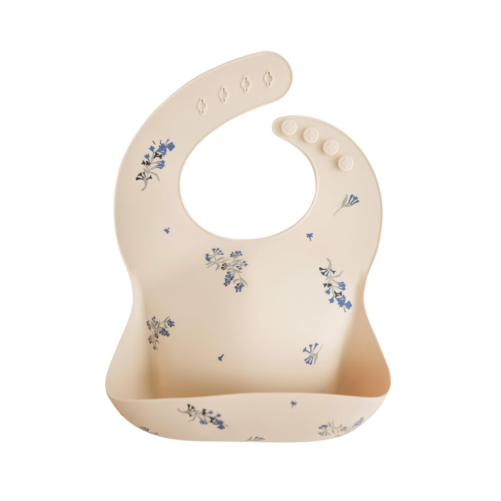 Baby Silicone Bib | Adjustable Fit Waterproof Bibs | Easy Wipe Baby Feeding Bibs | 4 Adjustable Sizes With Deep Front Pockets | 100% Bpa And Mushie