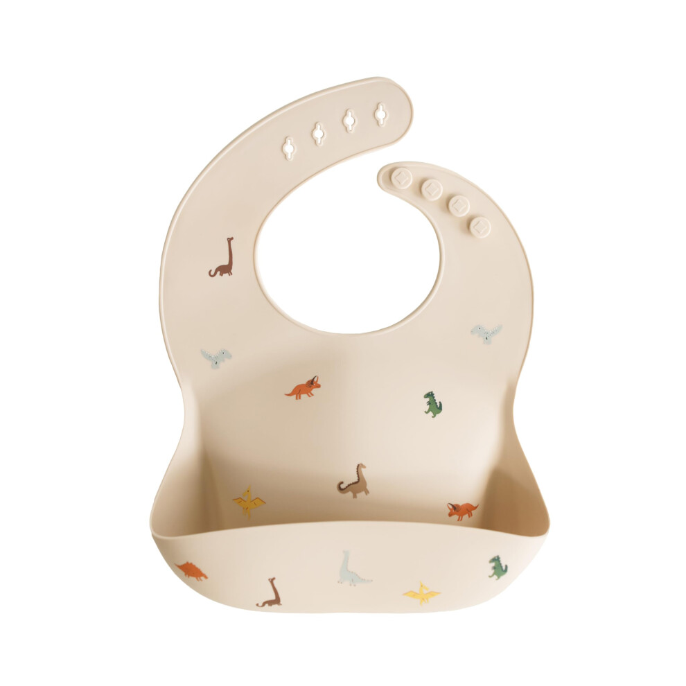 Baby Silicone Bib | Adjustable Fit Waterproof Bibs | Easy Wipe Baby Feeding Bibs | 4 Adjustable Sizes With Deep Front Pockets | 100% Bpa And Mushie
