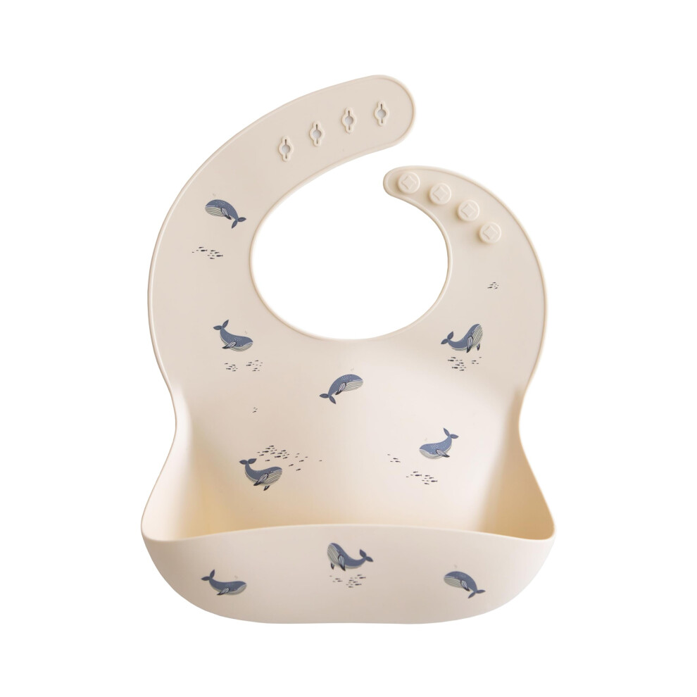 Baby Silicone Bib | Adjustable Fit Waterproof Bibs | Easy Wipe Baby Feeding Bibs | 4 Adjustable Sizes With Deep Front Pockets | 100% Bpa And Mushie