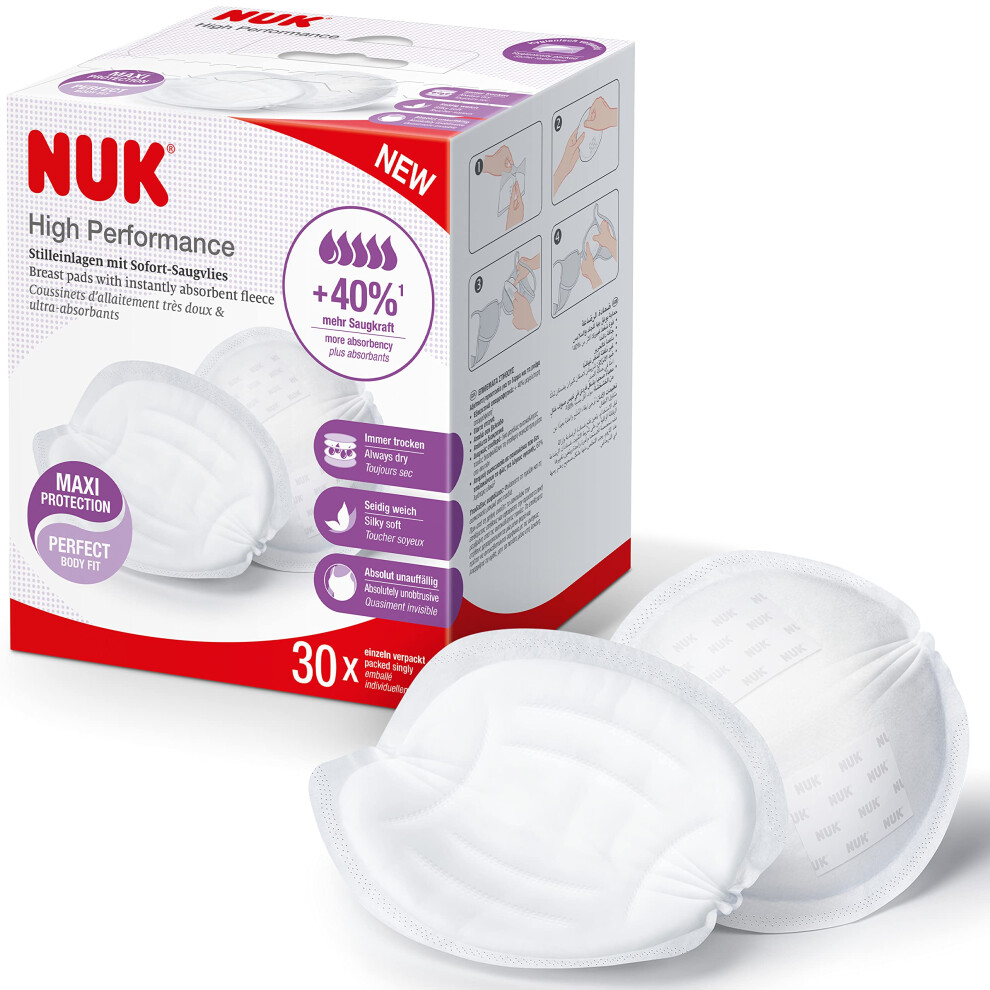 High Performance Disposable Breast Pads | Nursing Pads For Breastfeeding |Instantly Absorbs Breast Milk | Individually Packed | 30 Count Nuk