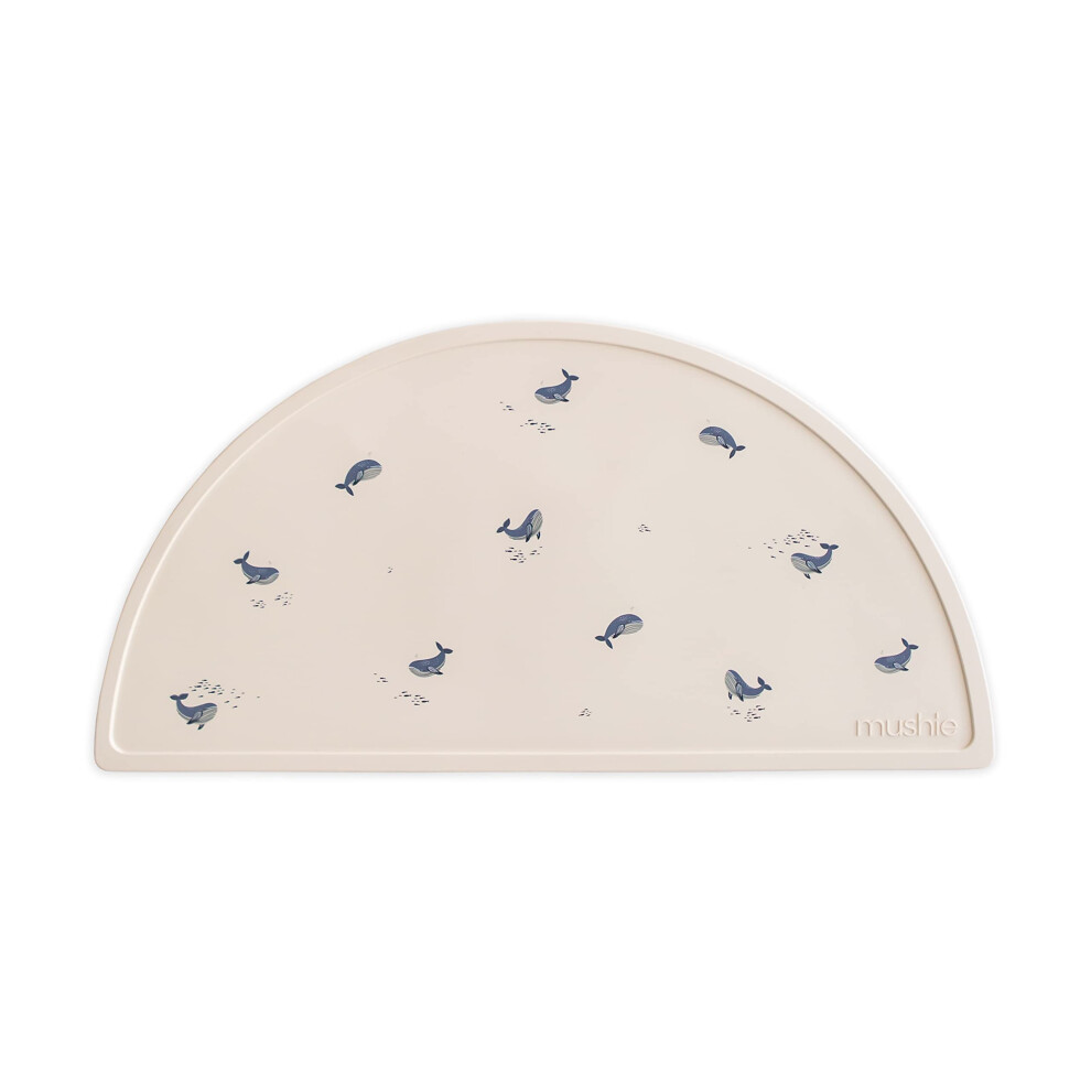 Silicone Placemat For Kids | Non-Slip Design | Material: Food-Grade Silicone | Easy-To-Clean & Stain Resistant | Bpa & Phthalate Free (Whales) Mushie