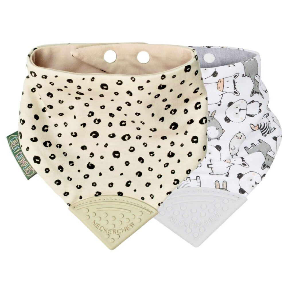 Baby Bibs With Teether | 2 Months+ Teething Bibs, Toddler Bibs | Reversible Dribble Bib & Baby Teether | Multi-Award Winning Cheeky Chompers