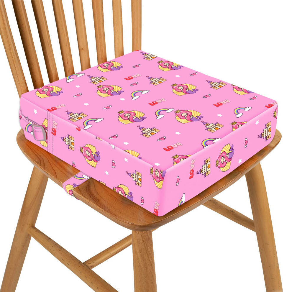 Mative Baby Booster Seat For Dining Table, Stronger Support Non-Slip Bottom Double Safe Straps Booster Seat Dining Chair, Portable Travel Increasing Cushion