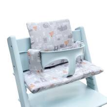 ZARPMA Highchair Cushion Compatible with Stokke Tripp Trapp Chiar High Chair Insert Cotton fabric Cover filled with Cotton Padding?Grey Forest?