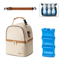 BABEYER Breastmilk Cooler Bag with Ice Pack Fits 6 Baby Bottles up to 270ml, Breastmilk Pump Bag with Shoulder Strap for Nursing Mom Daycare, Travel,
