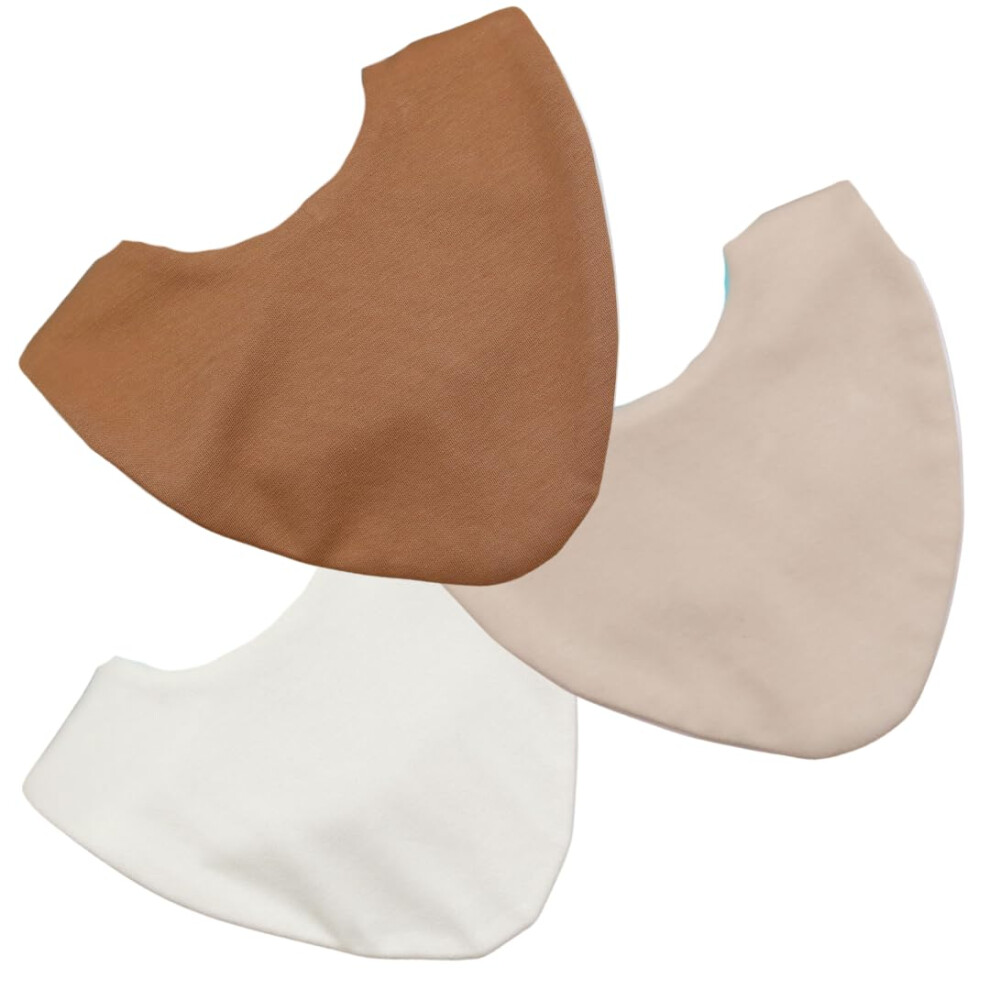 Waterproof Baby Dribble Bib, Neutral 3 Pack, 0-2 Years - Highly Absorbent & Naturally Antibacterial - Adjustable, Waterproof & Breathable Bibbilyboo