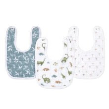 aden + anais? Essentials 3 Pack Cotton Muslin Baby Snap Bibs Dino Jungle