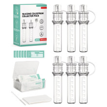 derimkcoa Colostrum Collector Kit Breast Milk Collector 6ml/6pcs,Reusable, Heat & Freezer Resistant, BPA-Free, with Cotton Cloth Wipe, Storage Case,