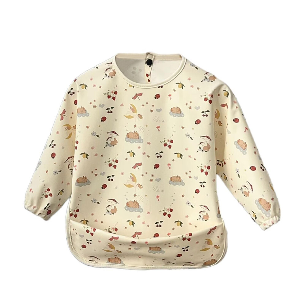 Cozozn Baby Weaning Bib Long Sleeves Toddler Feeding Bibs With Arms Back Waterproof Coverall Weaning Bib 2-4 Years, Unicorn Beige