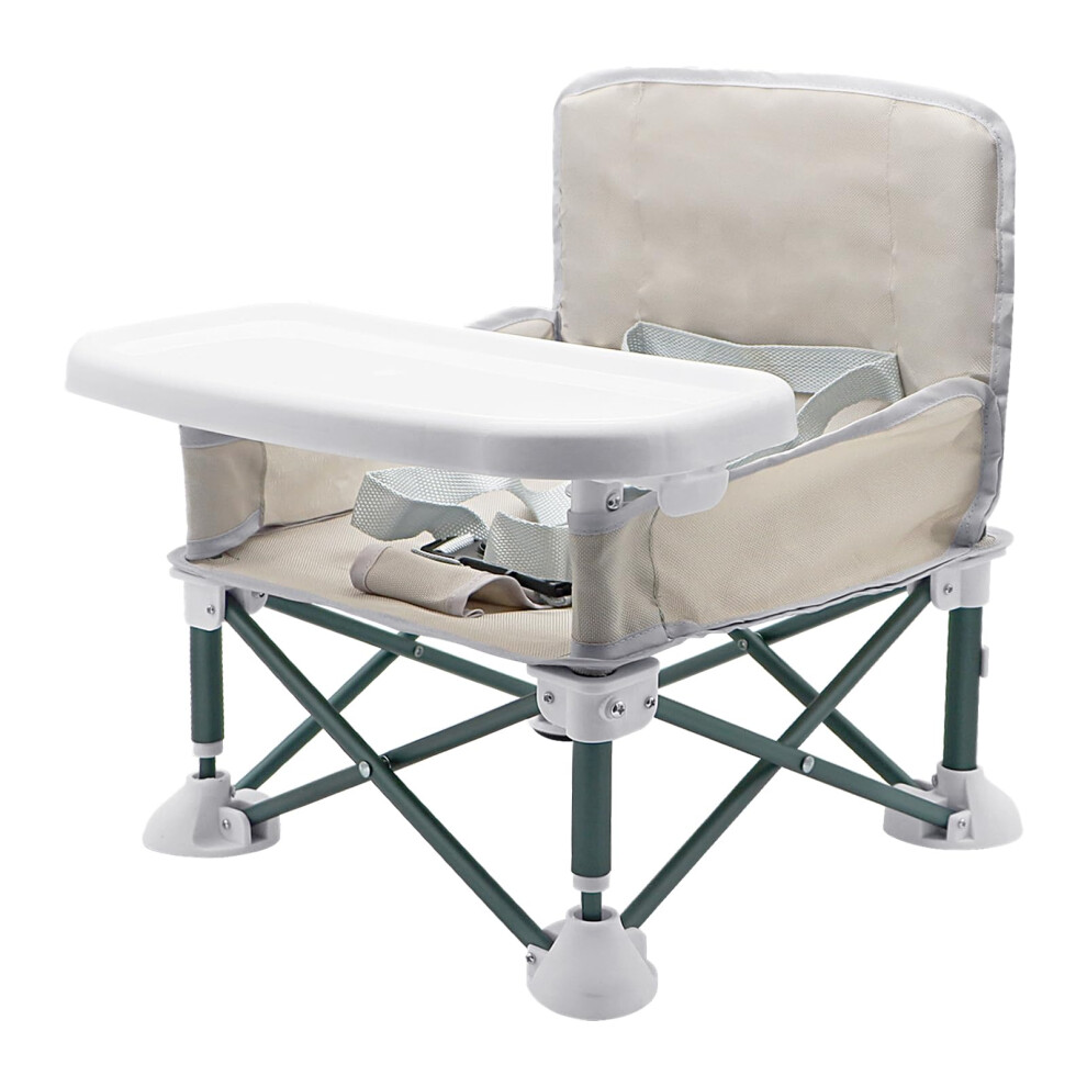 Baby Camping Chair With Tray, Folding Toddler Booster Seat, Portable High Chair Baby Seat With Travel Bag, Travel Highchair, Baby Feeding Iceblueor