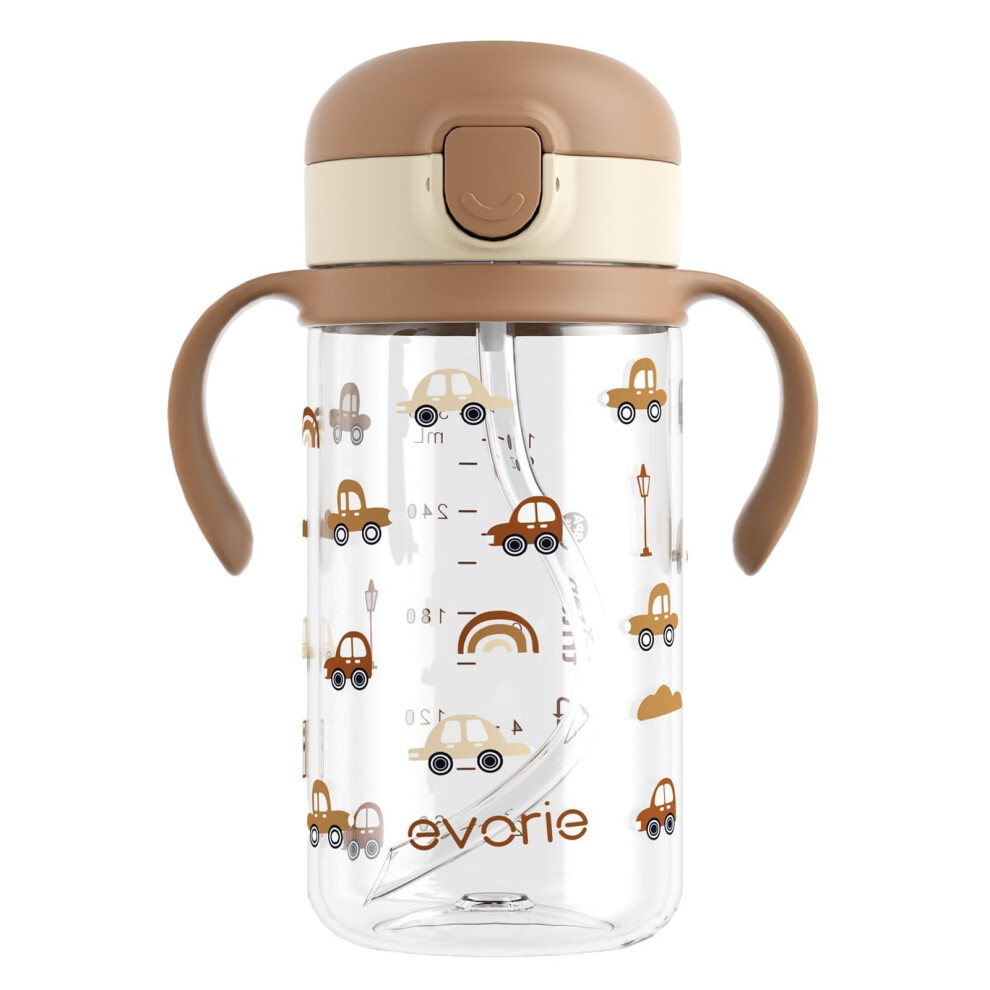 Evorie Tritan Spill Proof Toddler Straw Sippy Cup, For Baby And Toddlers 1-3 Years Old, 300Ml, No Spill Straw Water Bottle With Removable Handles,