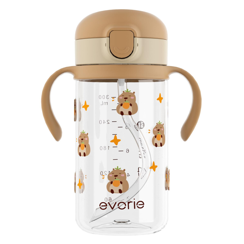 Evorie Tritan Spill Proof Toddler Straw Sippy Cup, For Baby And Toddlers 1-3 Years Old, 300Ml, No Spill Straw Water Bottle With Removable Handles,