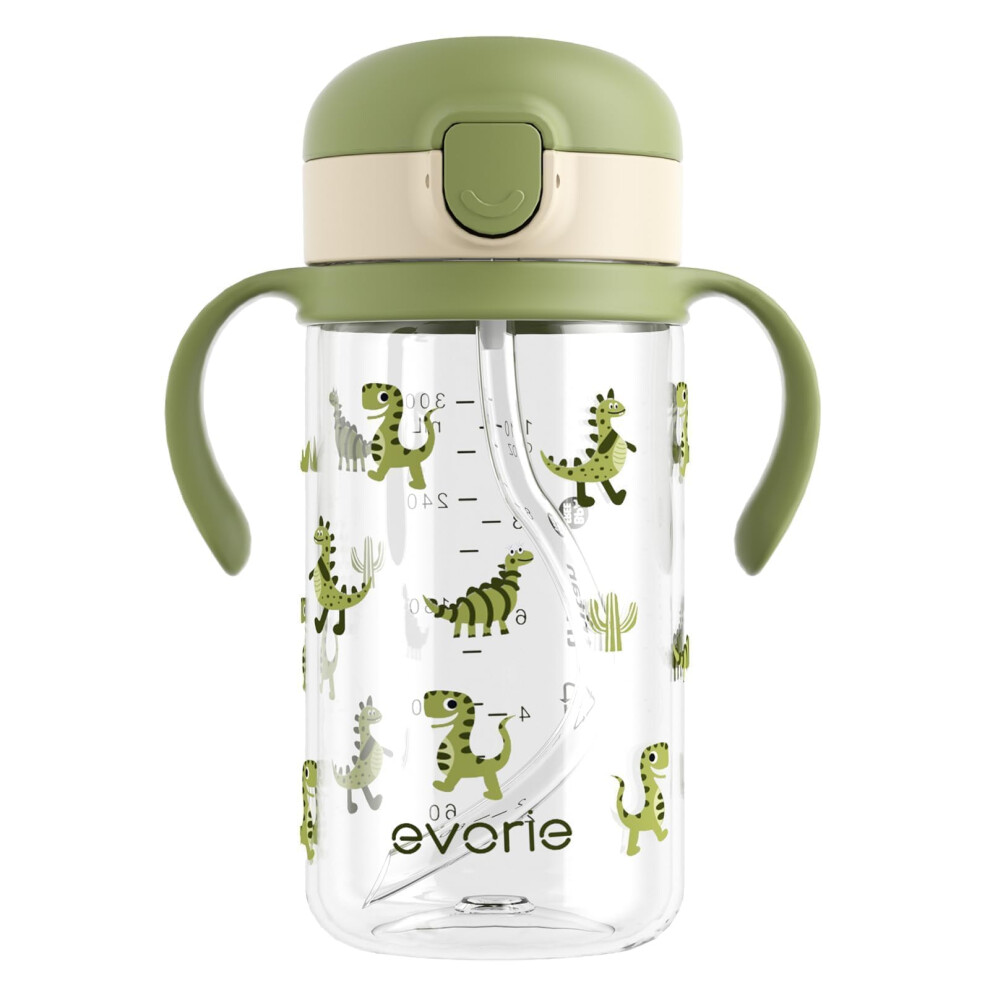 Evorie Tritan Spill Proof Toddler Straw Sippy Cup, For Baby And Toddlers 1-3 Years Old, 300Ml, No Spill Straw Water Bottle With Removable Handles,
