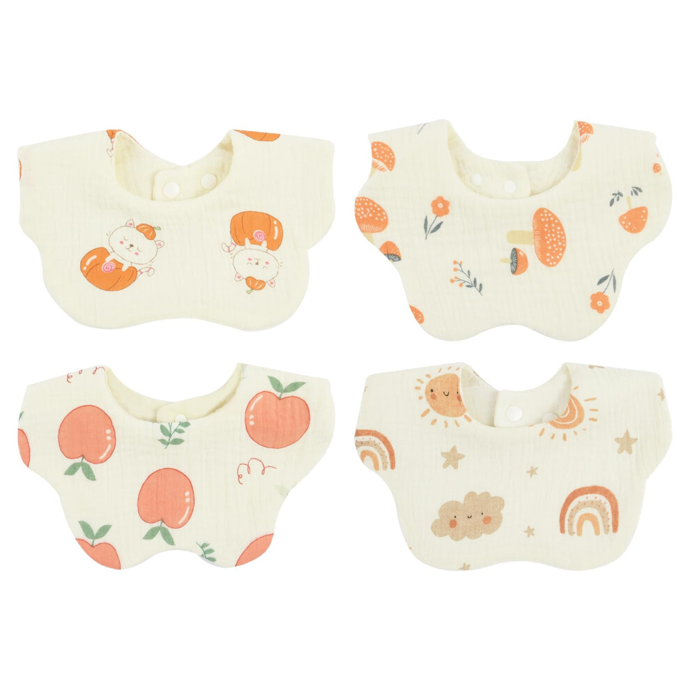 Vicloon Vicloonbaby 6 Layer Cotton Wave Muslin Drool Bibs, 360? Rotating Neck, Flower Cotton Dribble Bibs For Newborns And Toddlers