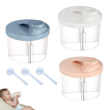 6 PCS Formula Powder Pots, Baby Milk Powder Dispenser Pots Rotatable Cover Protable Mam Formula Dispenser with 3 Scoops for Travel-Friendly Milk