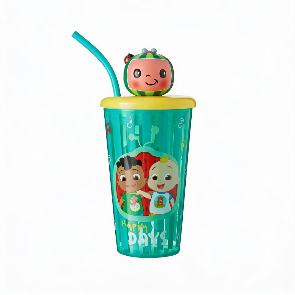 Cocomelon 3D Heads Sipper Drinks Cup | Eco Friendly Bpa - Free Plastic & Spill-Resistant School Water Sipper With Removable Straw | Gift For Hox
