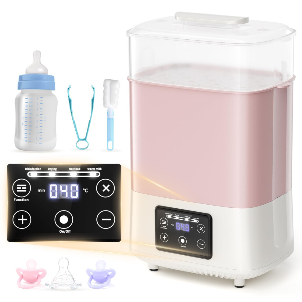 Kidken Baby Bottle Steriliser And Dryer, Large Size Hold 8 Bottles And Pacifiers, 4-In-1 Electric Steam Steriliser For Baby Bottles,Breast Pump