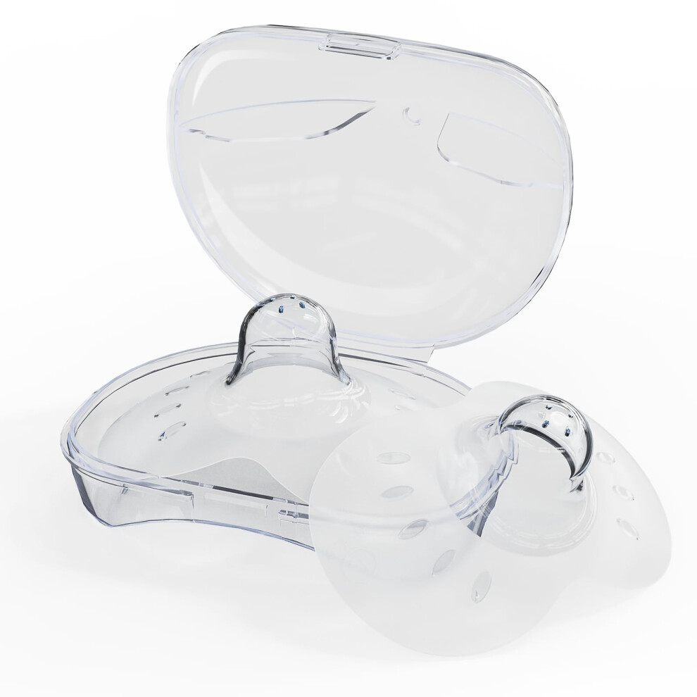 Nipple Shields For Breastfeeding, 100% Food-Grade Silicone Nipple Shields Without Bpa/Bps, Breast Feeding Essentials Includes 2 Shields And Case, Hranio