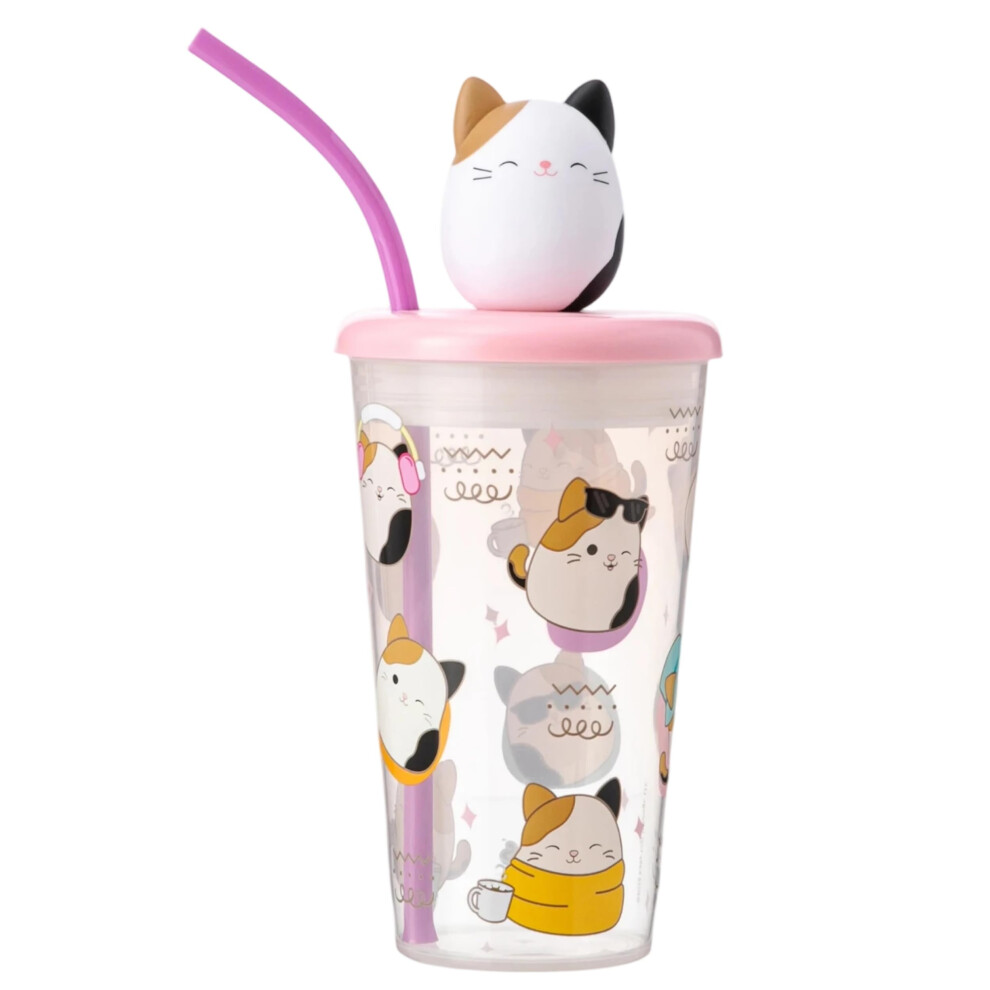 Squishmallows 3D Soda Cup With Straw & Lid ? 600Ml Cute Cam Cat Design | Durable Bpa-Free Plastic Drinkware For Kids & Collectors | Fun Squishmallows Hox