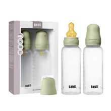 BIBS Baby Plastic Bottle 2-Pack 270ml. Anti-Colic. Round Natural Rubber Latex Nipple. Supports Natural Breastfeeding, Complete Set - 270 ml (Pack of