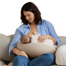 bbhugme Adjustable Nursing Pillow - Breastfeeding, Bottle Feeding, Baby Support - Adjustable Firmness and Fit - Washable Pillow Cover - Seashell Beige