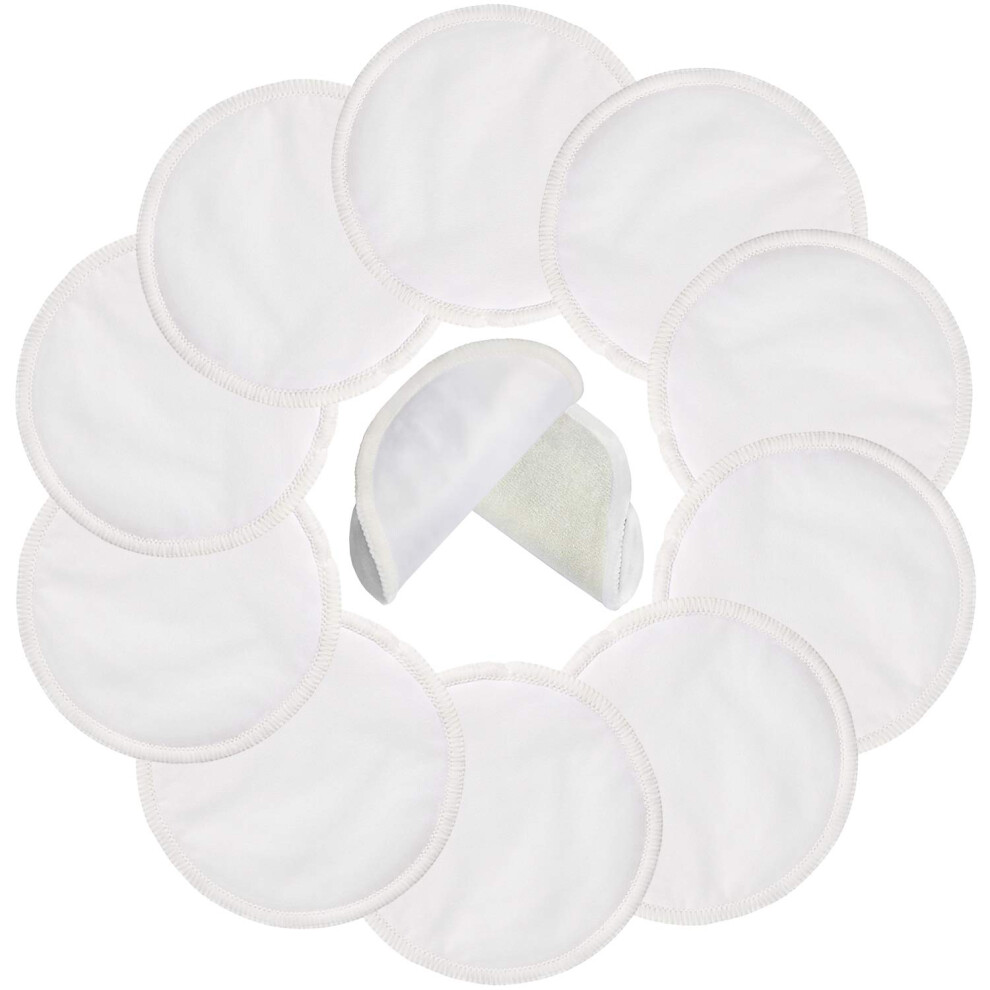 Pinowu Reusable Cotton Nursing Pads (10Pcs)-Washable Breastfeeding Pads Highly Absorbent With Laundry Bag (Diameter: 12 Cm)