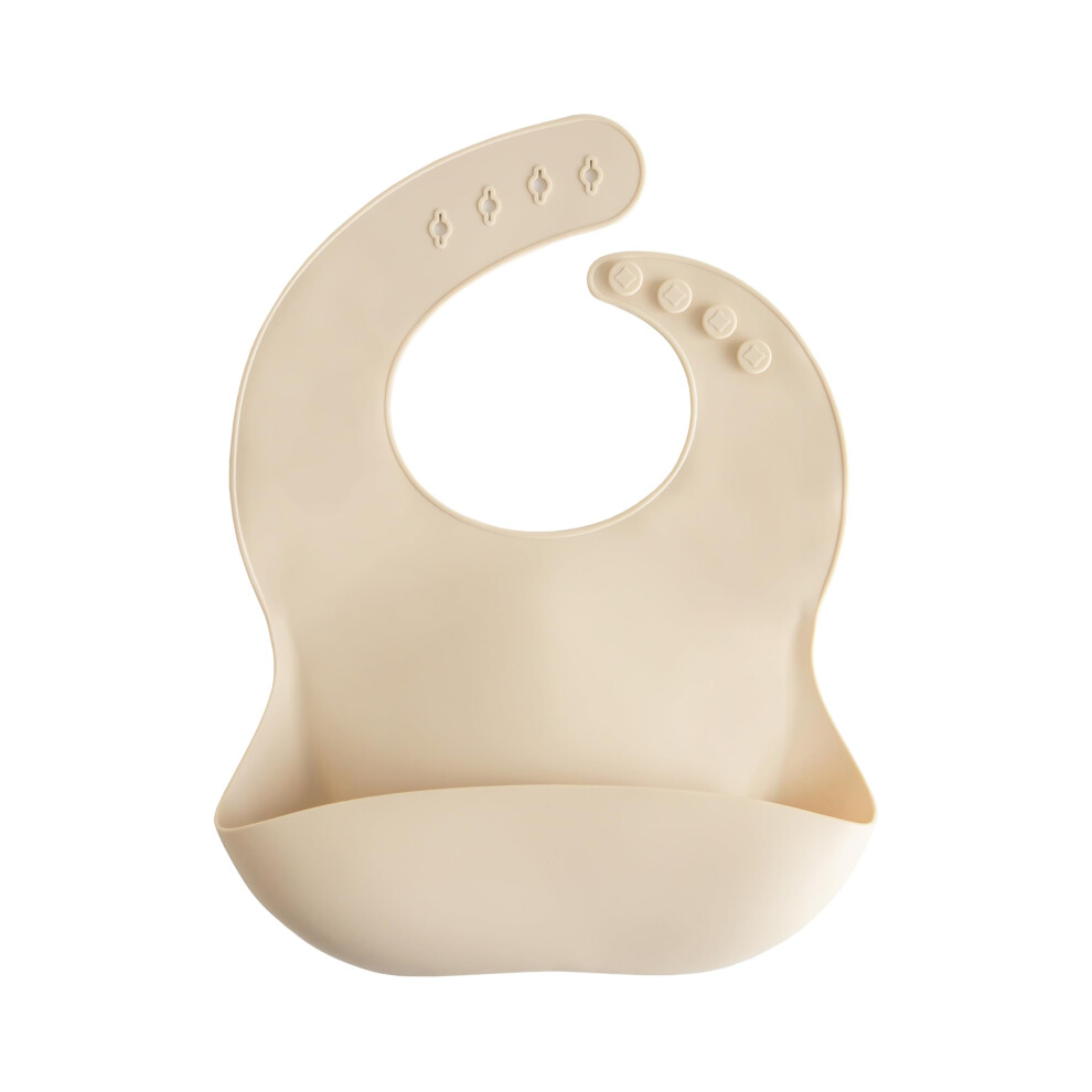 Baby Silicone Bib | Adjustable Fit Waterproof Bibs | Easy Wipe Baby Feeding Bibs | 4 Adjustable Sizes With Deep Front Pockets | 100% Bpa And Mushie
