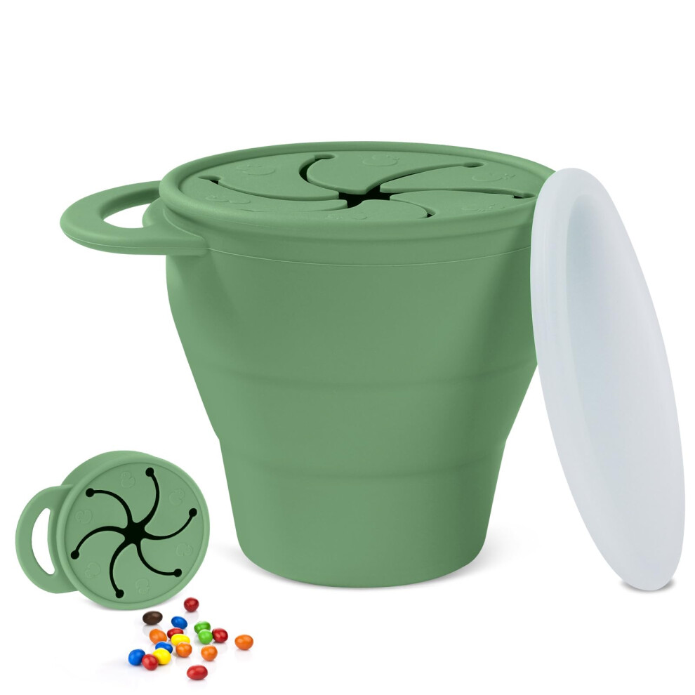 Collapsible Silicone Baby Snack Cup, Baby Snack Cup, Silicone Snack Cup Non Spill Snack Pot For Baby, Snack Catcher Food Cup With Lid, Snack Vicloon