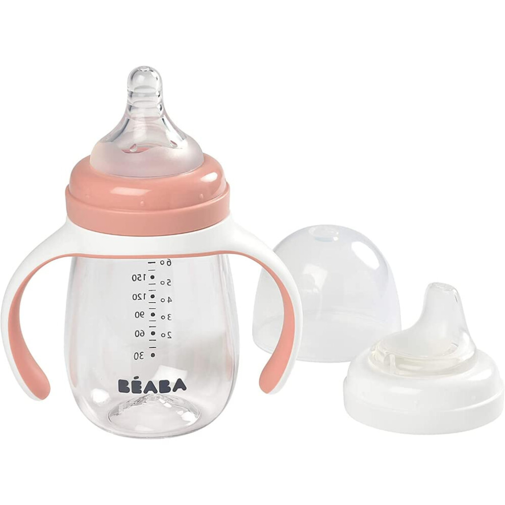 B?Aba - 2 In 1 Sippy Cup - Toddler Cup - Children?S Beaker With Straw - 100% Waterproof - Easy To Open - Removable Handles - Tritan And Silicone - 210 Bã©Aba