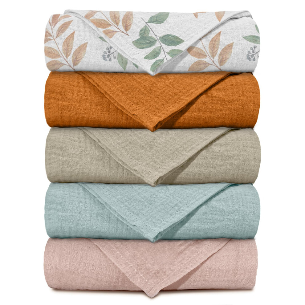 Muslin Cloths For Baby Muslin Squares Swaddle Blankets, Neutral Receiving Blanket Swaddling For Newborn Boys And Girls, 5 Pack Breathable And Soarwg Kids