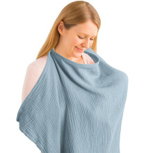 Breastfeeding Cover with Adjustable Strap, 360? Full Privacy Nursing & Pumping Cover, Multi-Use Muslin Cotton for Car Seat, Stroller, Baby Blanket,