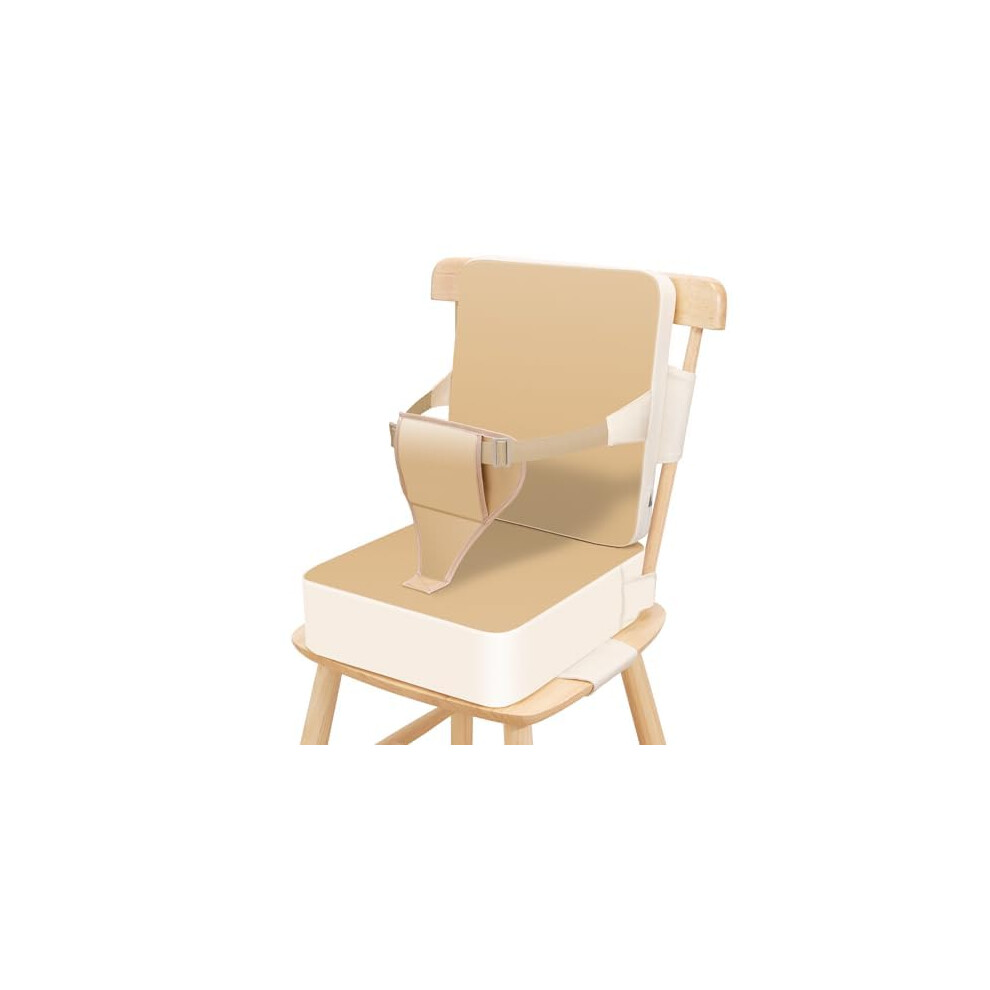 Toddler Booster Seat For Dining Chair, 10Cm Pu Non-Slip Baby Booster Seat For Dining Table With Backrest And Adjustable Straps, Portable Totidyh