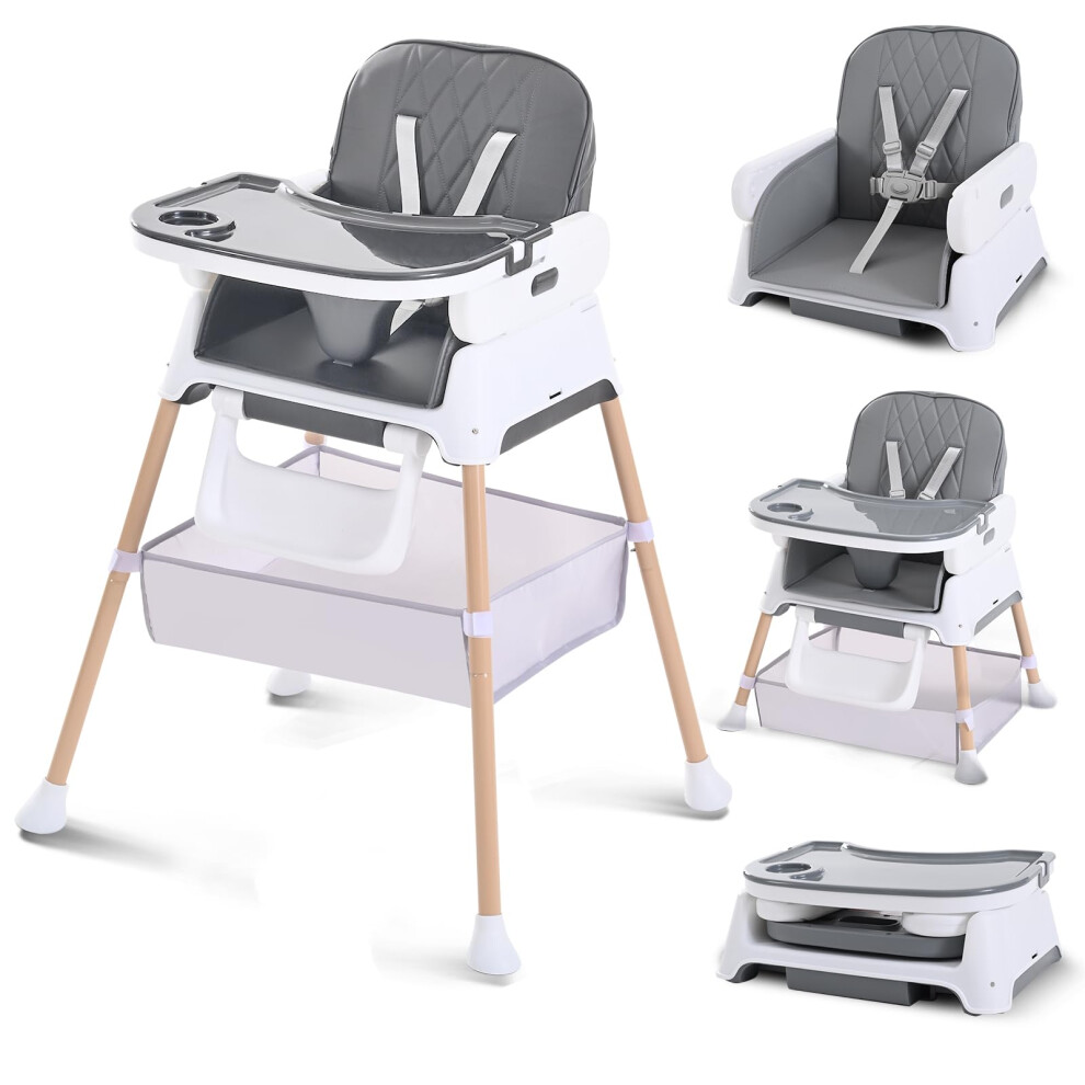 High Chairs For Babies And Toddlers, Adjustable Convertible 3 In 1 Baby High Chair, Portable Compact Baby Infant Feeding Chair Travel Highchair Light Cozydwells