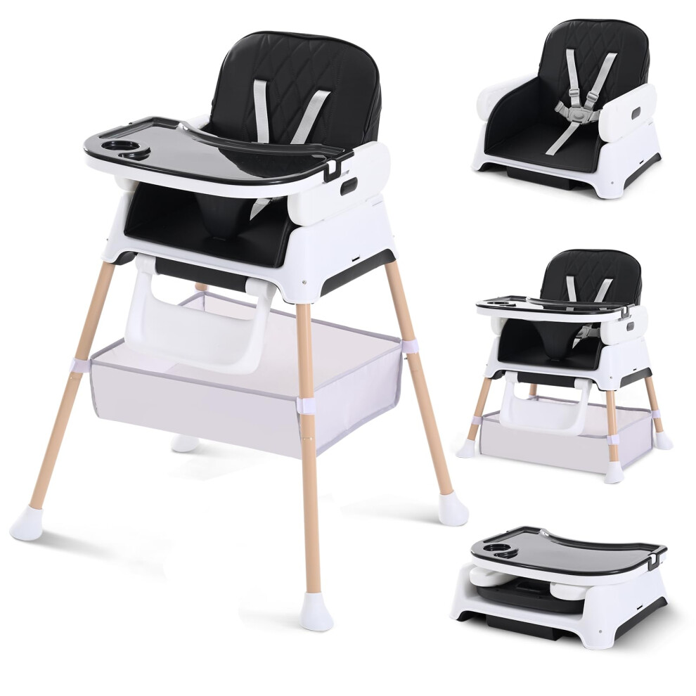 High Chairs For Babies And Toddlers, Adjustable Convertible 3 In 1 Baby High Chair, Portable Compact Baby Infant Feeding Chair Travel Highchair Cozydwells
