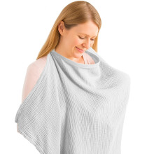 Breastfeeding Cover with Adjustable Strap, 360? Full Privacy Nursing & Pumping Cover, Multi-Use Muslin Cotton for Car Seat, Stroller, Baby Blanket,