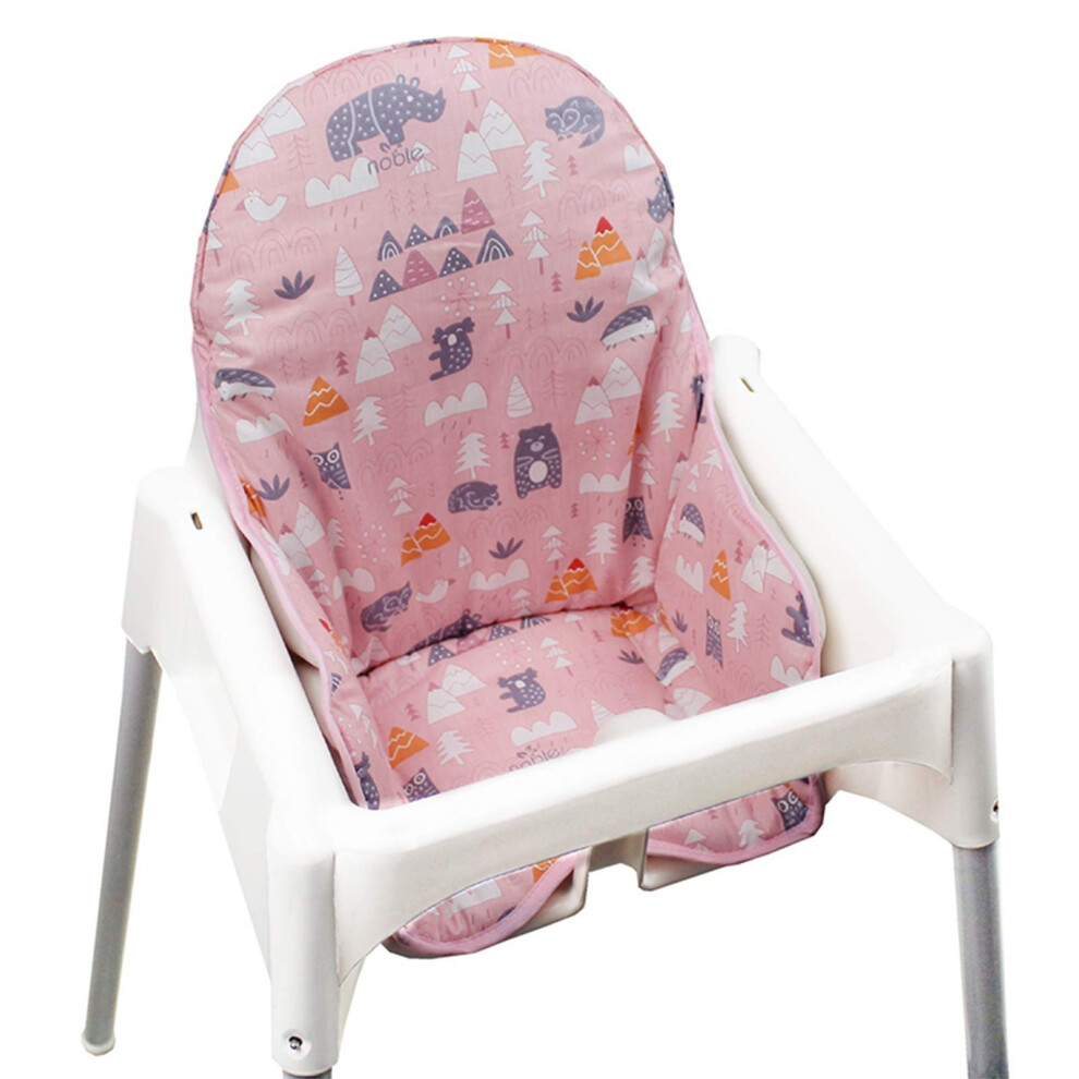 Cotton Seat Covers For Ikea Antilop Highchair, Foldable Baby Highchair Cover With Forest Pattern ( Forest) Pink Zarpma