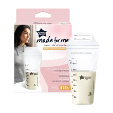 Tommee Tippee Closer to Nature Breast Milk Storage Bags, Pre-Sterilised Stand-Up Pouches, Secure Double Seal, Single Use, 350ml Capacity, Pack of 36