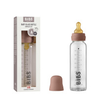 BIBS Baby Glass Bottle. Anti-Colic. Round Natural Rubber Latex Teat. Supports Natural Breastfeeding, 225 ml, Woodchuck