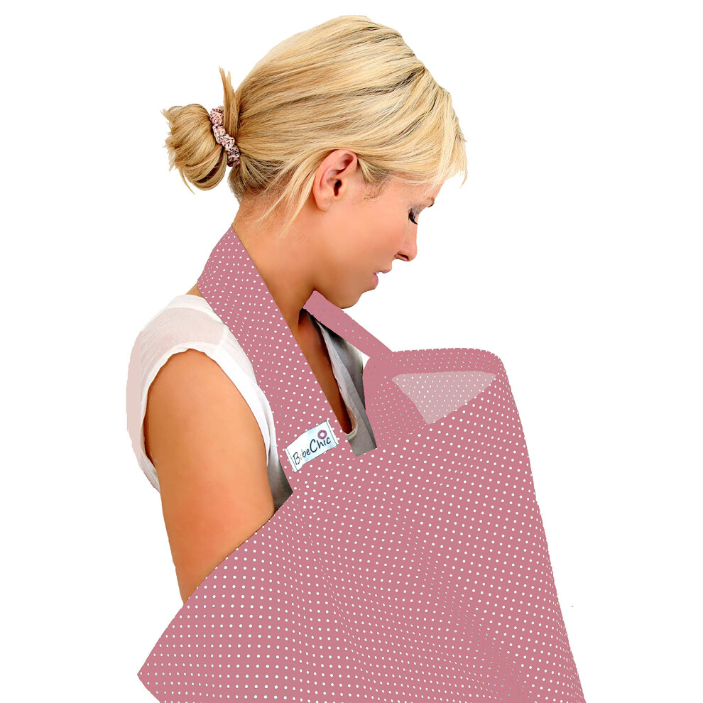 Oeko-Tex Certified 100% Cotton - Breastfeeding Covers - Boned Nursing Tops - Dusky Dot Pink/White Bebechic.uk