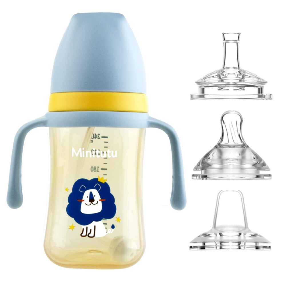 3 In 1 Baby Cups & Sippy Cup With Straw And A Spout 240Ml, Toddler Drinks Water Bottles Trainer Cup With Handles For Babies 6 12 Months(One Cup With 3 Qshare