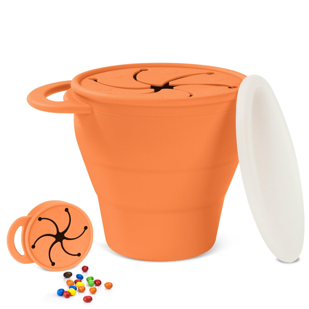 Collapsible Silicone Baby Snack Cup, Baby Snack Cup, Silicone Snack Cup Non Spill Snack Pot For Baby, Snack Catcher Food Cup With Lid, Snack Vicloon