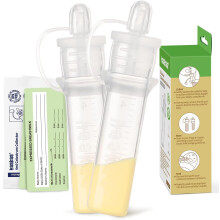 haakaa Silicone Colostrum Collector Kit, Breast Milk Collector with Label Stickers, Ready-to-Use, Reusable Storage Solution for New Moms, 4ml/2pcs