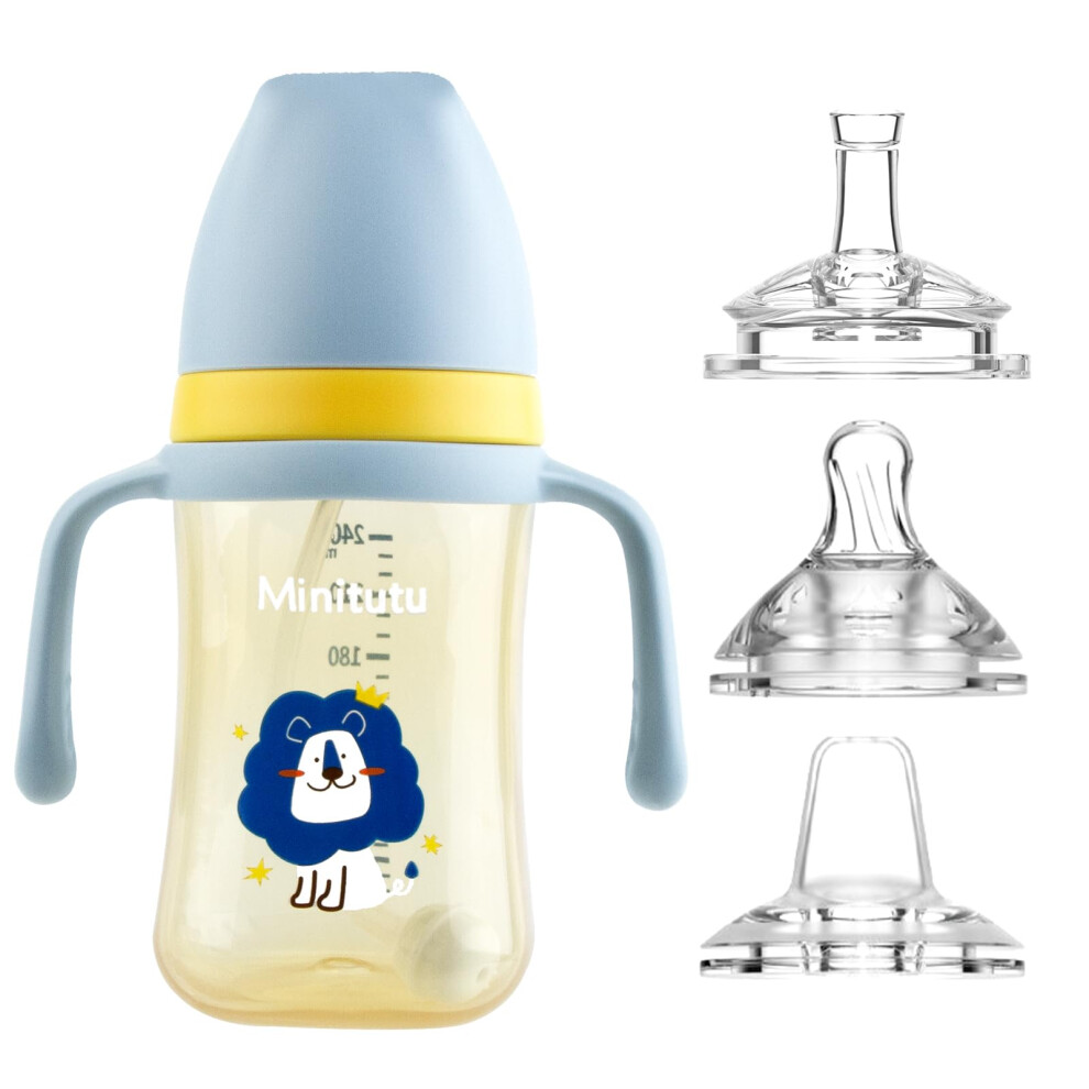 Sippy Cup For Baby Months 6+, Non-Spill Straw Cup With Handles, Spill-Proof & Leak-Proof Soft Spout, 240Ml/8Oz, With 3 Types Silicone Spouts, Bpa Free Nohlerlife