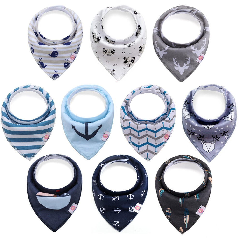 Newthinking 10 Pack Baby Dribble Bibs, Baby Bandana Bibs With Adjustable Snaps, 100% Cotton Babe Drool Bibs For 6-24 Months Newborn And Toddlers